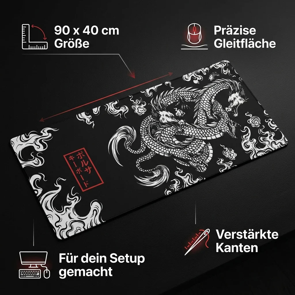 XXL Gaming Mauspad »Dragon« (90x40 cm) – Schreibtischunterlage