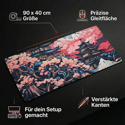 XXL Gaming Mauspad »Sakura Peak« (90x40 cm) Schreibtischunterlage – Kirschblüten Design