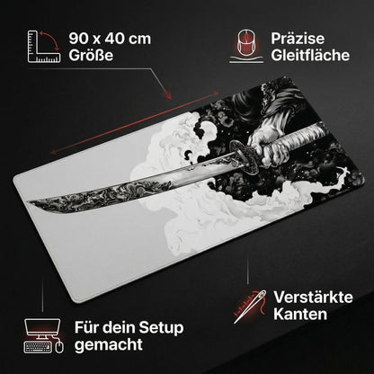 XXL Gaming Mauspad Katana (90x40 cm) Schreibtischunterlage – Japan Design