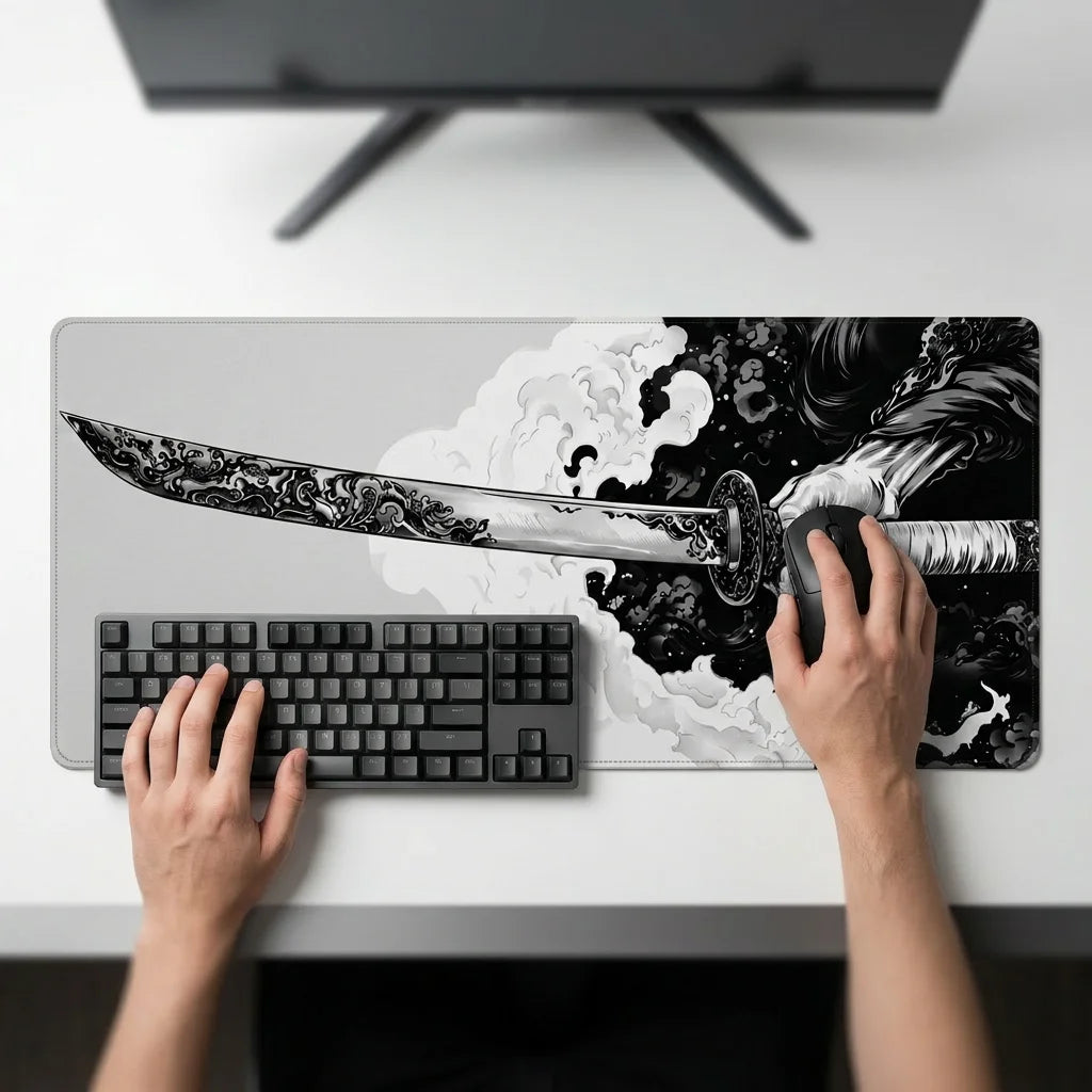 XXL Gaming Mauspad Katana (90x40 cm) Schreibtischunterlage – Japan Design