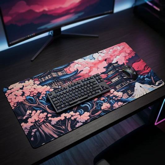 XXL Gaming Mauspad »Sakura Peak« (90x40 cm) Schreibtischunterlage – Kirschblüten Design